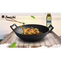 Discount Produkt Gusseisen Wok flachen Boden Pre-seasoned